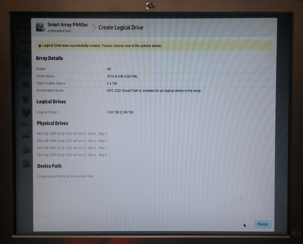 Setting up RAID 5 on HP ProLiant DL360 server